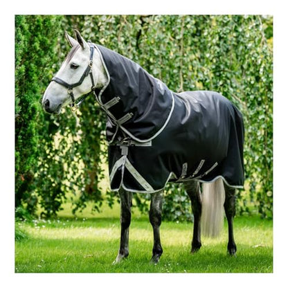 Horseware® Amigo® Bravo 12 Plus Turnout 250g - Black/Titanium Grey & Silver, 72 inches - color: Black/Titanium Grey & Silver, size: 72 inches