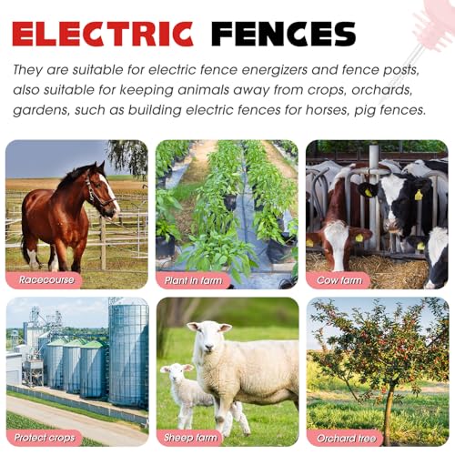 Sweetude 200 Pcs Electric Fence Insulator with 1 Pcs Insulator Socket Tool Screw in Ring Post Wood Post Electric Fence Ring with Socket Tool for Animal(Red) - color: Red