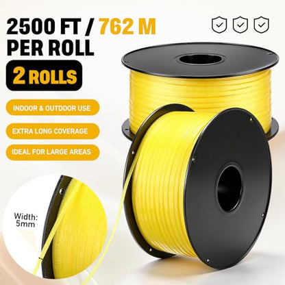 2 Pcs Sticky Fly Strip Rolls 2500 ft Extra Long Ribbon Tape, Non-Toxic Sticky Hanging Strips for Gnat Fruit Mosquito Bug Catchers for Housefly Home Horse Barn Plant Garden Indoor Outdoor