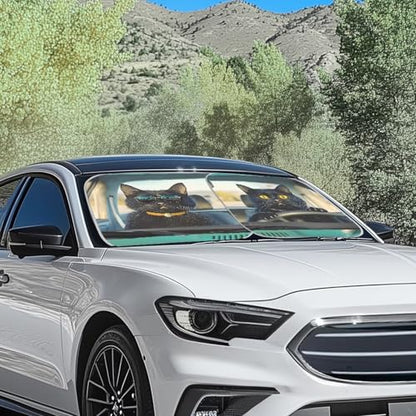 Fashion Cat Car Interior Accessories Sun Protection Easy to Install Automotive Windshield Sunshades Keep Cool UV Rays Protection for Most Sedan Truck Van 28.5 x 25.5 inches - color: Fashion Cat