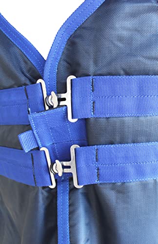 Challenger Turnout Waterproof Winter Horse Blanket 840D Medium Weight 59EE06 - color: Navy Blue Trim, size: 51 inches