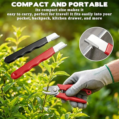 4 Pack Garden Tool Sharpener Tungsten Steel Pocket Blade Sharpener, Mini Portable Multi Tool Blade Sharpeners Scissor Sharpeners for Pruning Shears, Hedge Scissors, Clippers, Knives and More