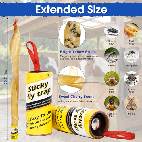 40 Pack Fly Strips Sticky Hanging Fly Trap Outdoor Indoor with Pins