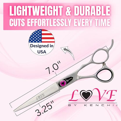 Kenchii Love Dog Grooming Shears, 7in Straight - size: 7.0" Straight