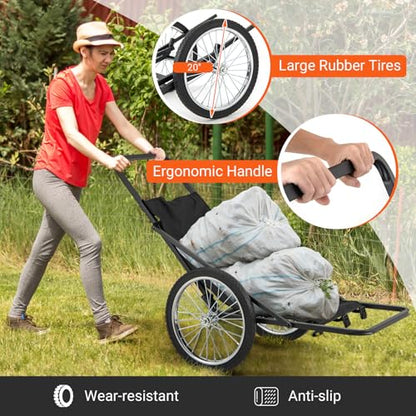Goplus Folding Deer Cart with Polyester Liner, 550 LBS Heavy-Duty Hunting Game Hauler with 20" Rubber Wheels, Ergonomic Handle, Utility Gear Dolly Cart for Hunting Fishing Hiking - style: 29" x 48" x 47"