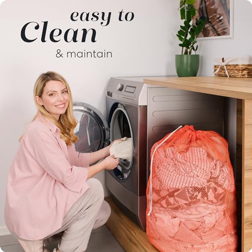 Handy Laundry Mesh XL Laundry Bag 24"x36", Heavy Duty Drawstring, Orange - color: Orange