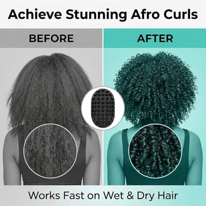 Large Size Black Rubber Curling Hair Brush Premium Twist Tool for Afro Curly Coiled 4C Hair Quick Easy Styling - size: Large