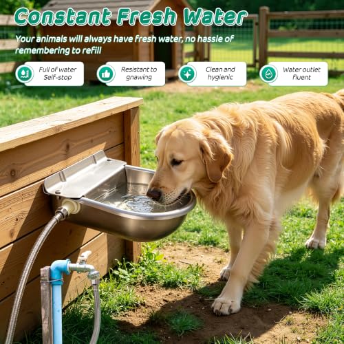 Automatic Horse Drinking Waterer Bowl,Upgrade Stainless Steel Farm Livestock Water Dispenser with Drain Hole and Float Valve for Horse,Dog, Chicken,Goat,Pig (B)