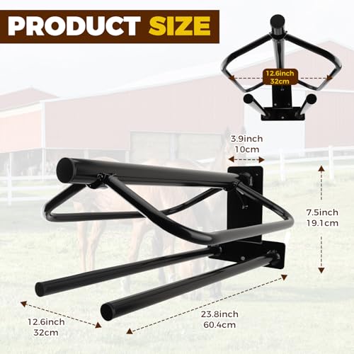 2 Pack Saddle Rack with Double Pad Bar Heavy Duty Wall Mounted Saddle Rack Detachable Saddle Stand for English & Western Saddles