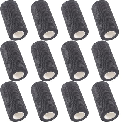IndigoCase 12 Pack Self Adhesive Bandage Wrap 4 Inch x 5 yd Elastic Tape - color: Black, size: 4 Inch - 12 Pack