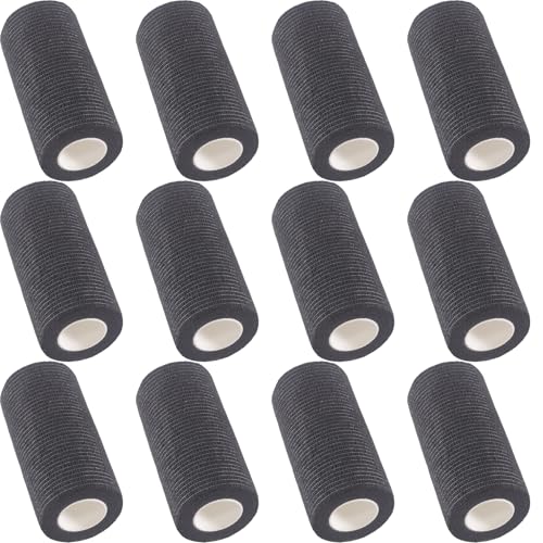 IndigoCase 12 Pack Self Adhesive Bandage Wrap 4 Inch x 5 yd Elastic Tape - color: Black, size: 4 Inch - 12 Pack