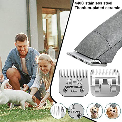 5FC Blade Dog Grooming Clipper Blades,Compatible with Andis Dog Clipper | Grooming Blade for Oster A5,Wahl KM Series Detachable Ceramic Blade & Stainless Steel Blade,Size-5 FC 1/4-Inch Cut Length - color: 5fc:1/4''(6.3mm)