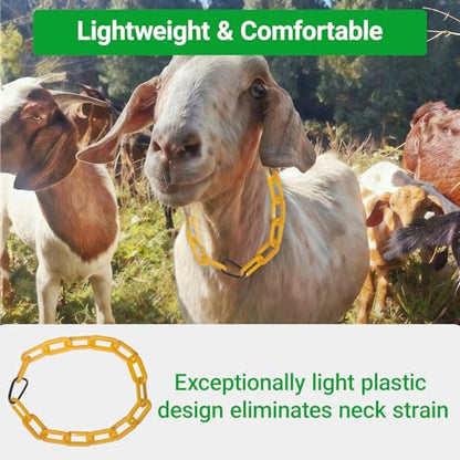 10FT Breakaway Livestock Goat Collars - Can be Cut into 6 Individual Adjustable Anti-Choke Collars, Plastic Safety Chain with Quick Release Links for Goats, Sheep, Alpacas (Yellow)