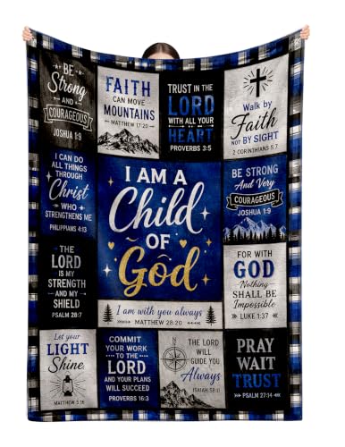 Christian Gifts for Men, Religious Blanket, Baptism | I Am a Child of God Blanket,Birthday Gifts for Men Son Father, Christian Blanket for Men, Christian Stuff 50*60 - color: God Men