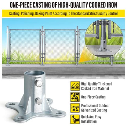 Post 2" (1 7/8" OD) Chain Link Fence Post Floor Flange Bracket, for Chain Link Fence Posts, Mailboxes, and Other Steel Round Post Galvanized Anchor Flange Bases (6 Pack) - size: 2"