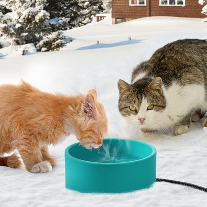 3.2L Heated Water Bowl for Outdoor Dogs Cats - 30W Thermostatic Control Heating Pet Bowl with 6.6Ft Bite-Proof Cord for Winter Chickens - size: 3.2L