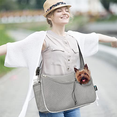 PetAmi Dog Sling Carrier Small Dogs, Hands Free Crossbody Carrier, Stripe - color: Stripe Black