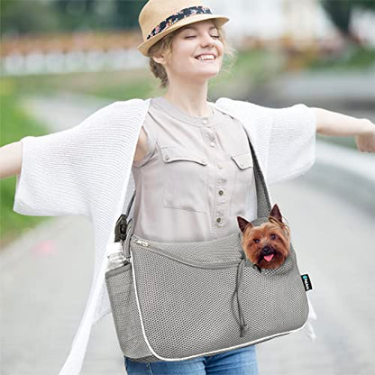 PetAmi Dog Sling Carrier Small Dogs, Hands Free Crossbody Carrier, Stripe - color: Stripe Black