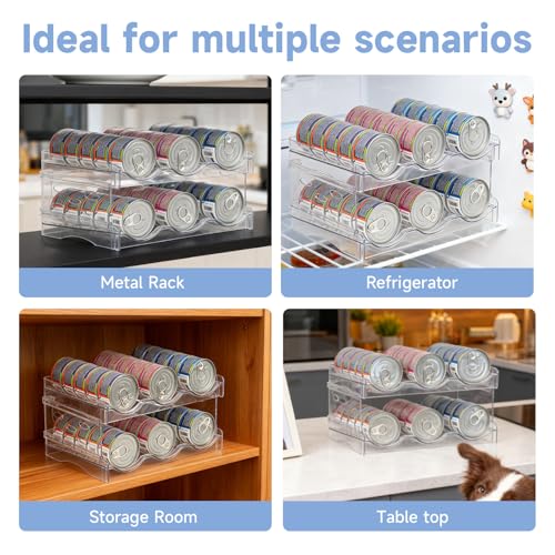 Cat Food Can Organizer 2-Tier Hold 36 Cans 3.5oz Transparent Cat Can Rack - size: 2 Layers