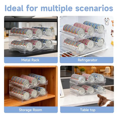 Cat Food Can Organizer 2-Tier Hold 36 Cans 3.5oz Transparent Cat Can Rack - size: 2 Layers