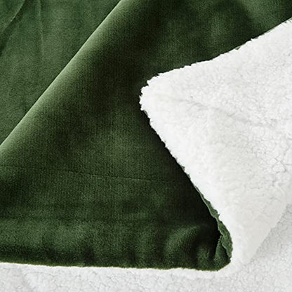 SOCHOW Sherpa Fleece Throw Blanket, Olive Green, 50x60 inches - color: Olive Green, size: 50"×60"