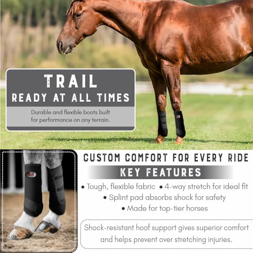 HILASON Med Horse Medicine No Turn Bell Boots Sports Front Rear Hind Leg Protective