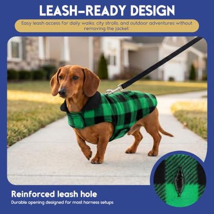 ASENKU Reversible Dog Winter Coat, Dog Jacket for Small Medium Large Dogs - color: Green, size: Small