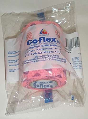Coflex ANDOVER CO-FLEX NL Kids Pack 4-Pack 3" x 5Yds Cohesive Flexible Elastic Latex Free Bandage Compression Self Adherent Wrap Neon Purple Yellow Blue For Children Animals Pets Cats Dogs Horses