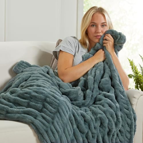 Springtree Home Luxury Micro Plush Throw Blanket | Thick Faux Fur | Grey | Lily Collection | 50" x 60" | Grey Blanket | Ultra Plush - color: Slate Grey, size: 50" x 60" (Medium)