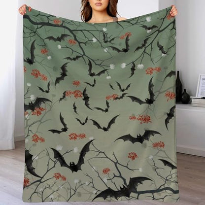 Bat Flowers Fleece Throw Blanket for Couch Adults Teens 40" X 50" - color: Bat Flowers, size: 40x50 inch