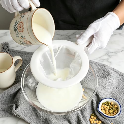 Food Grade Fine Mesh Strainer with Handle, 100 Mesh Reusable Nylon Filter for Soy Milk, Yogurt, Juice, Coffee, Tea, Kitchen Sieve - size: 100