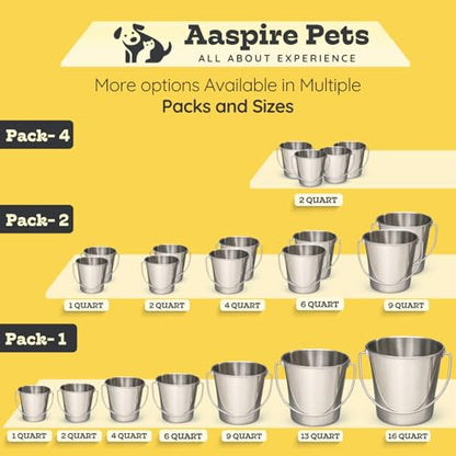 9Qt Round Stainless Steel Heavy Duty Dog Water Bucket, 2-Pack - size: 9 Quart (Pack of 2)