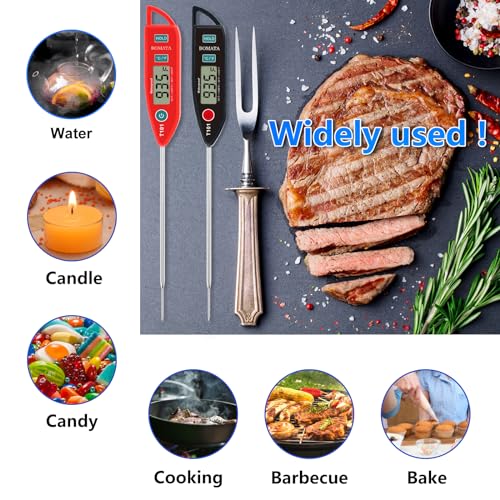 BOMATA 2 Pack Waterproof IPX7 Meat Thermometer, Food Thermometer - color: Black & Red
