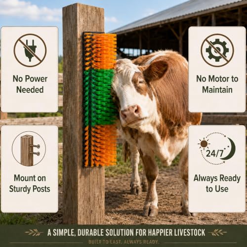 Livestock Scratching Brush 1-Pack — Cattle Horse Goat Pig Sheep Grooming Post, High-Visibility Animal Scratcher, Stress Relief Goat Toys for Summer Itch & Shedding - color: Yellow-1PCS