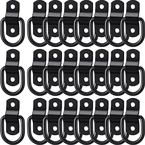 24 Pieces D-Ring Tie Down 1/4 Inch 700 Lbs D-Ring Bracket Mounting Plate for Ratchet Tie Down Straps Car Truck Bed Cargo(Black) - color: Black