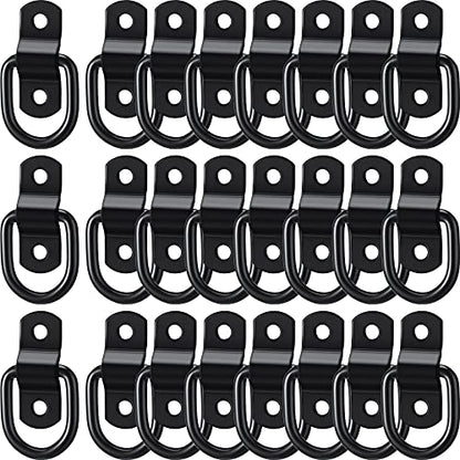24 Pieces D-Ring Tie Down 1/4 Inch 700 Lbs D-Ring Bracket Mounting Plate for Ratchet Tie Down Straps Car Truck Bed Cargo(Black) - color: Black