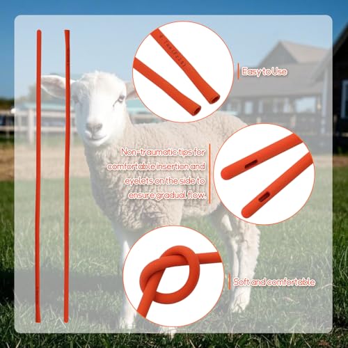 Rubber Lamb Feeding Tubes 16" x 14FR, for Goat Piglet Puppy,Red 5 Pack - color: 5 Pack, size: 14 FR
