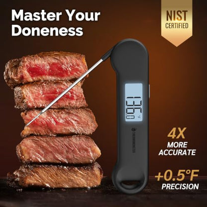 0.5 Sec Instant Read Grill Meat Thermometer Digital Food Cooking BBQ, Black - color: Black