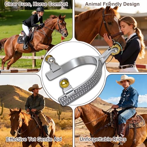 Professional Horse Spurs for Men & Women | Stainless Steel, Roller & Wheat Engraving, Includes 2 Leather Straps, English Western Riding, Equestrian Training Gear