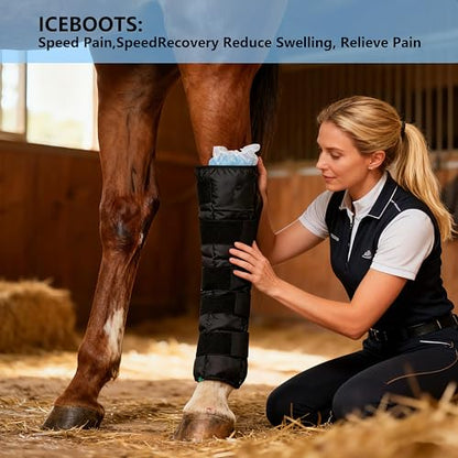 Reusable Gel Horse Ice Boots 2 Pack, Adjustable 5 Leg Cooling Wraps