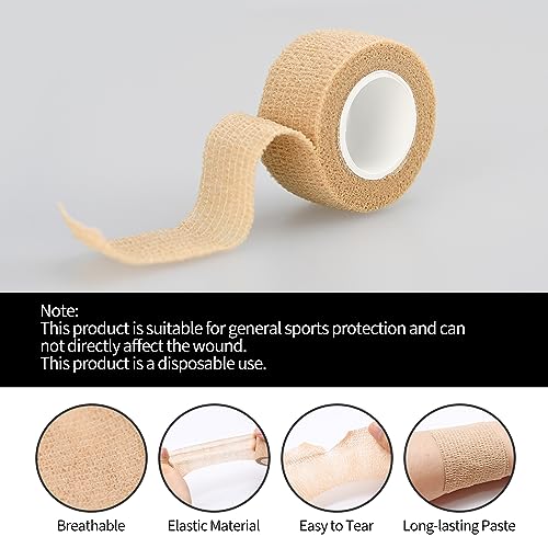 6pcs 1/2in Self Adhesive Bandage Wraps, 5 Yards Black - color: Black, size: 1/2in