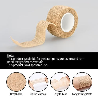 6pcs 1/2in Self Adhesive Bandage Wraps, 5 Yards Black - color: Black, size: 1/2in