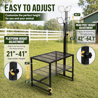 Farm Adjustable Sheep Goat Fitting Stand 47" x 23" Heavy Duty Steel Livestock Care Table for Shearing Trimming Milking