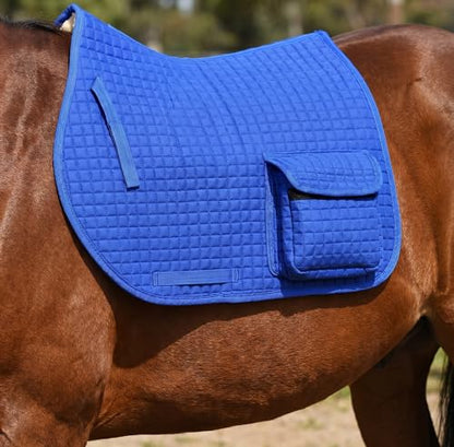 Horse English Quilted Faux Fur All-Purpose Saddle Pad Pockets 72152 - color: Royal Blue