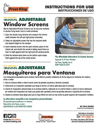 Frost King AWS1025 WB Marvin Adjustable Window Screen, 10" high, fits 15 - 25" wide