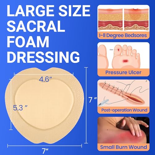 Large Waterproof Bandages 7X7 Silicone Foam Dressing Sensitive Skin, 5 PCS - style: 7"X7"(5PCS)