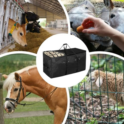 Hay Bags for Horse Heavy Duty Oxford Hay Bag Extra Large | Horse Feeding Supplies Waterproof Tote with Top Slow Feed Design for Barn Stable