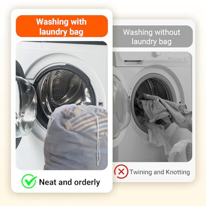 Extra Large Mesh Laundry Bag Heavy Duty Mesh Wash Bag with Drawstring Closure for College, Dorm, Travel, Family and Apartment Dwellers, 27 x 36 Inches, White - color: white