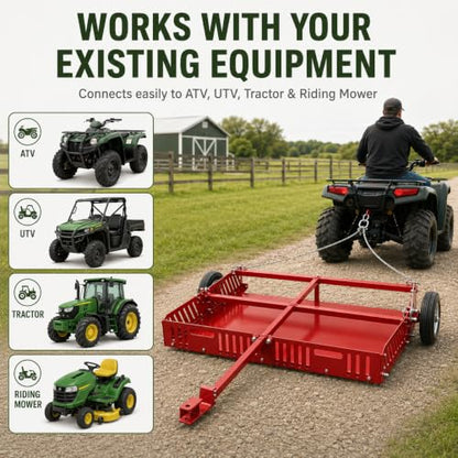 Manure Fork Tow Behind Scooper, 200 lb Yard Sweeper for ATV UTV