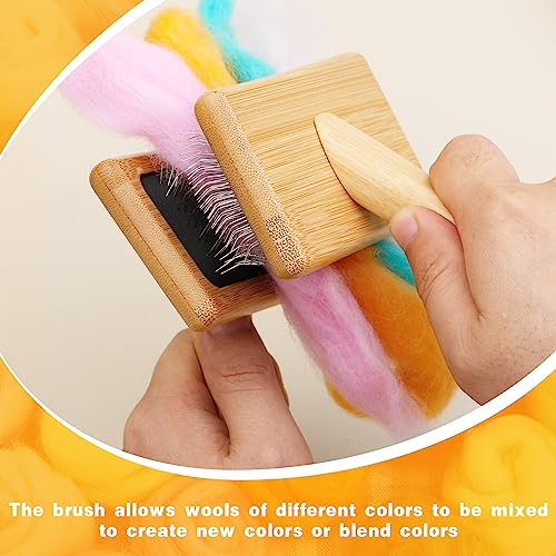 kdafio 2 Pcs Wooden Wool Carders Hand Carders for Wool Needle Felting - color: Color 1,17Pcs
